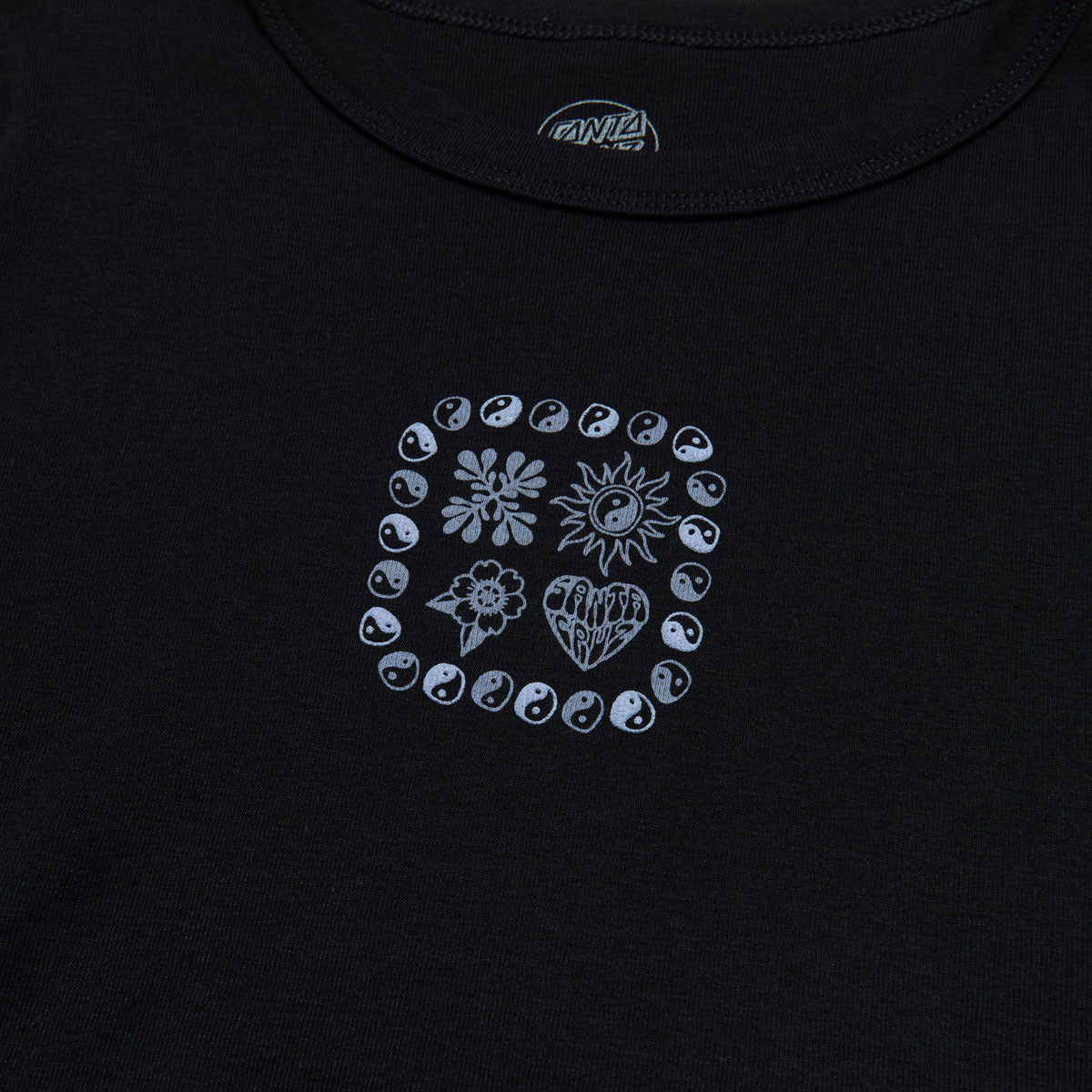 Santa Cruz Womens Strange Heart Center Cropped T-Shirt - Black image 2