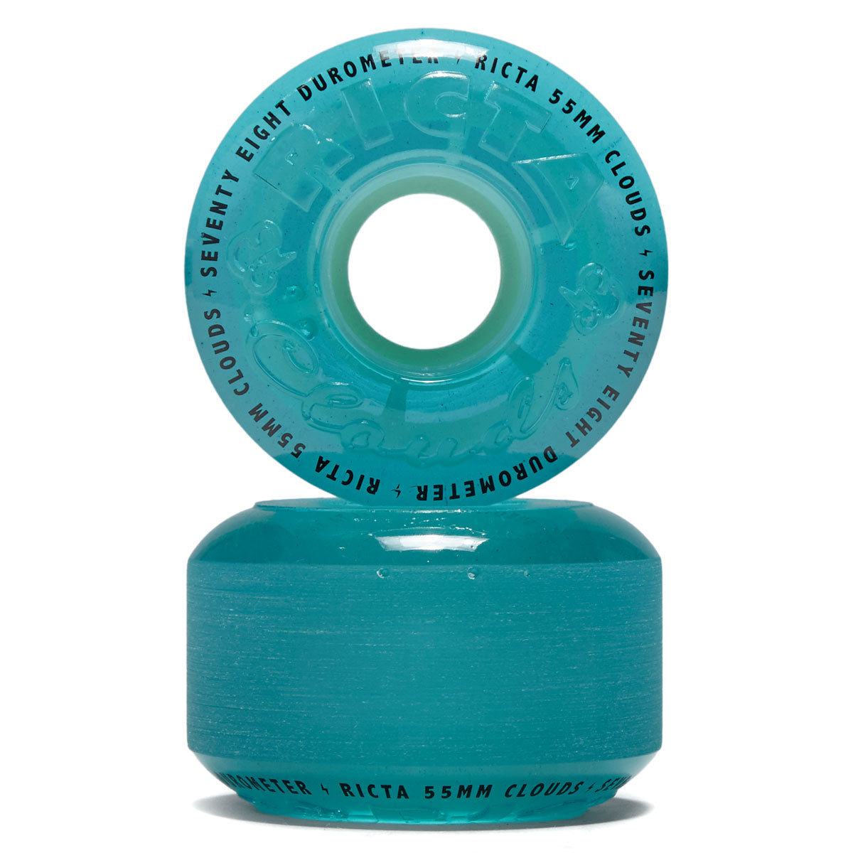 Ricta Clouds 78a Skateboard Wheels - Transparent Blue/Glow In The Dark - 55mm image 2