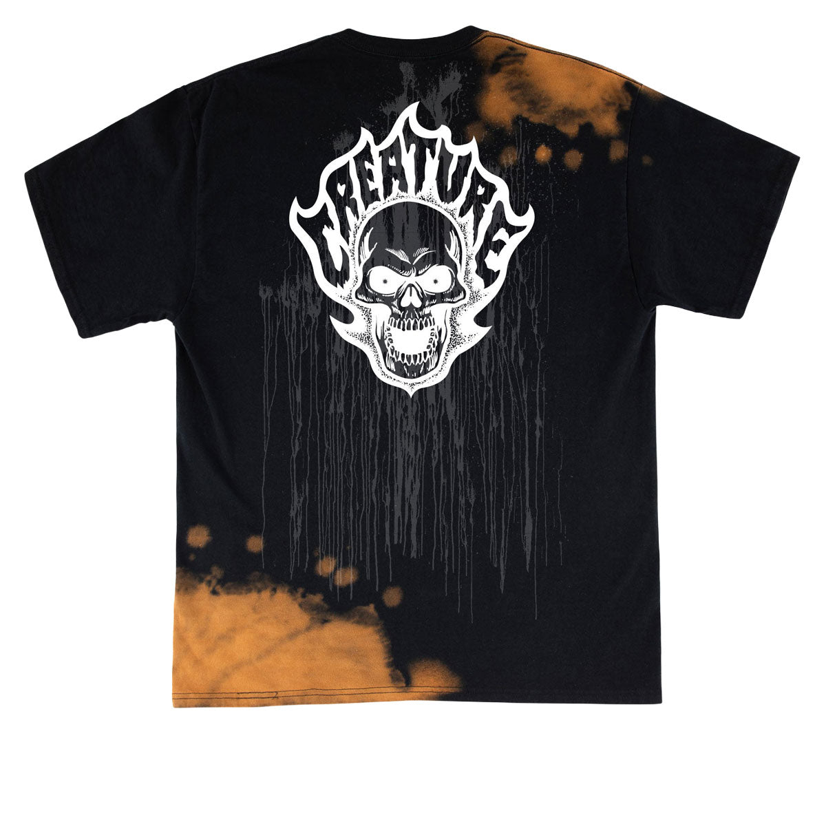 Creature Bonehead Flame Wash T-Shirt - Greasy Black image 1