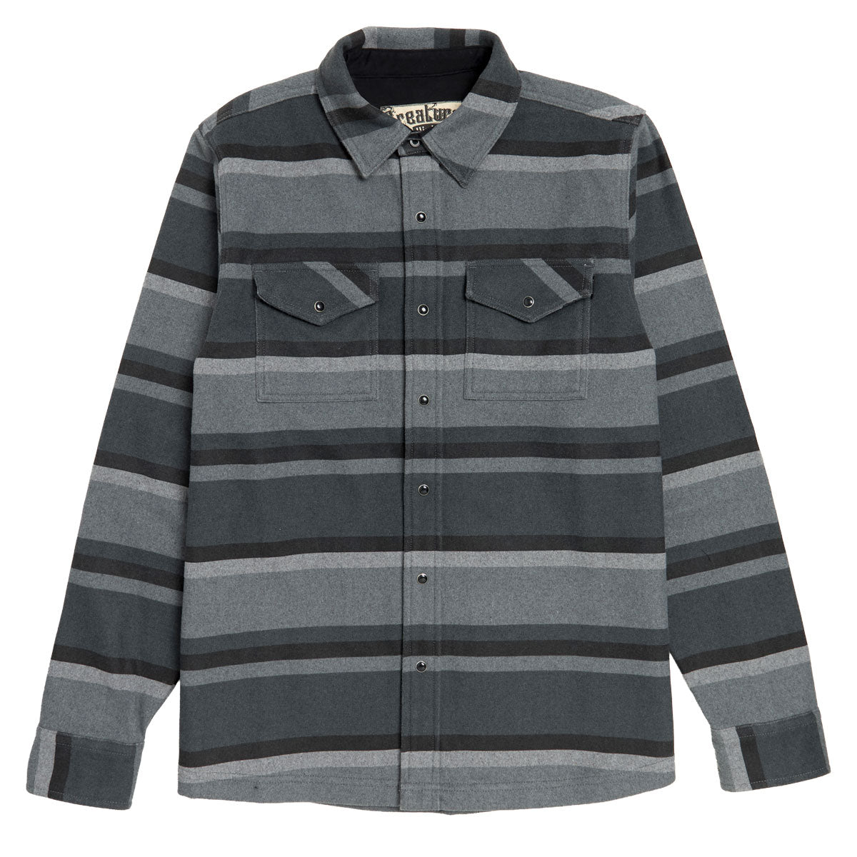 Creature Horizon Long Sleeve Flannel Shirt - Grey Scale image 1
