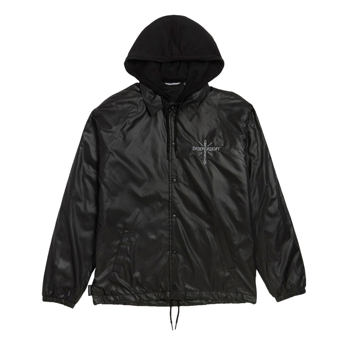 Independent Dressen Skull Rose Hooded Windbreaker Jacket - Black image 1
