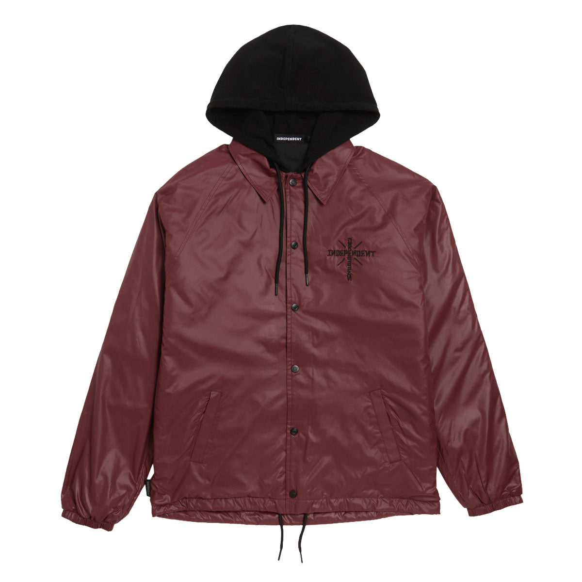 Independent Dressen Skull Rose Hooded Windbreaker Jacket - Burgundy image 1