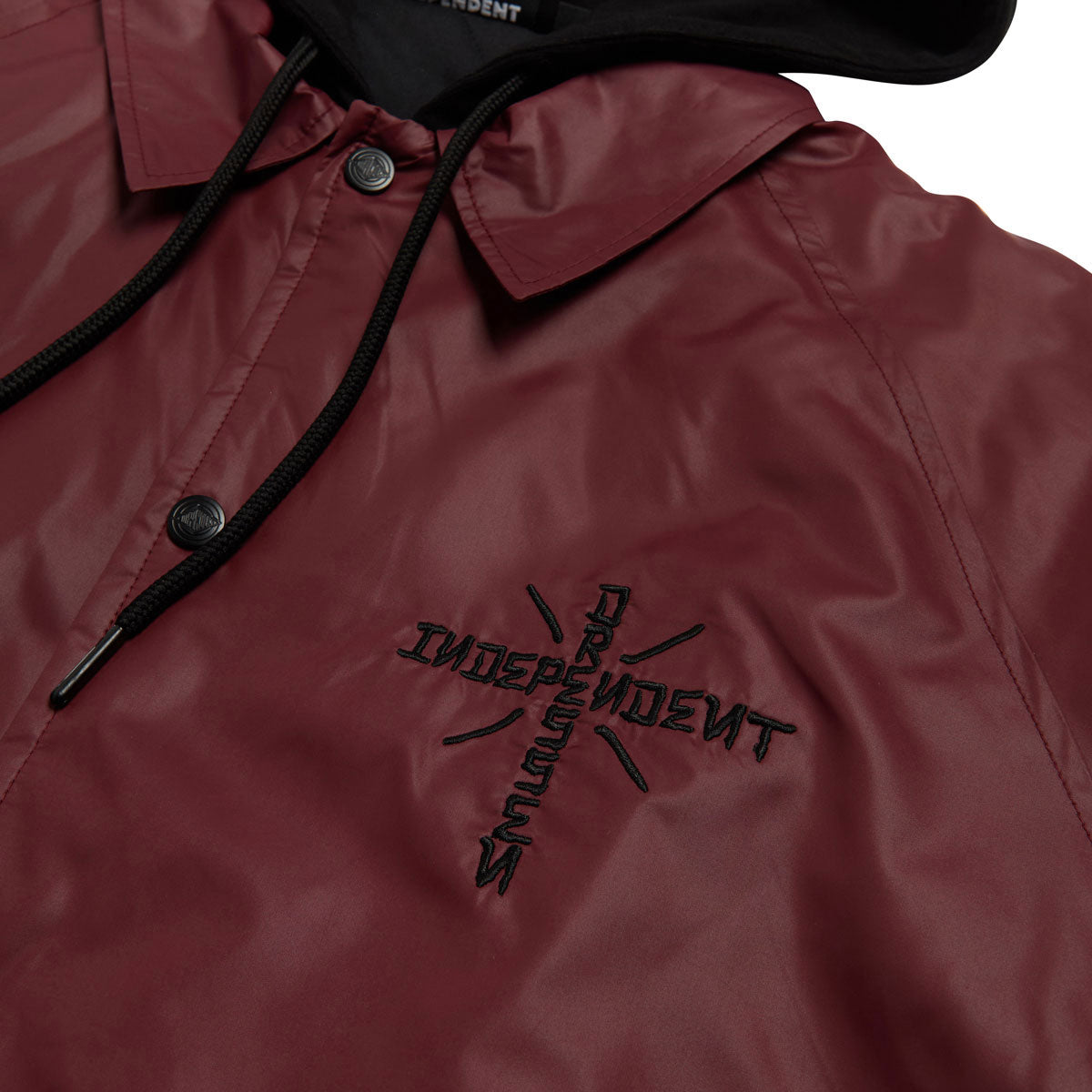 Independent Dressen Skull Rose Hooded Windbreaker Jacket - Burgundy image 4