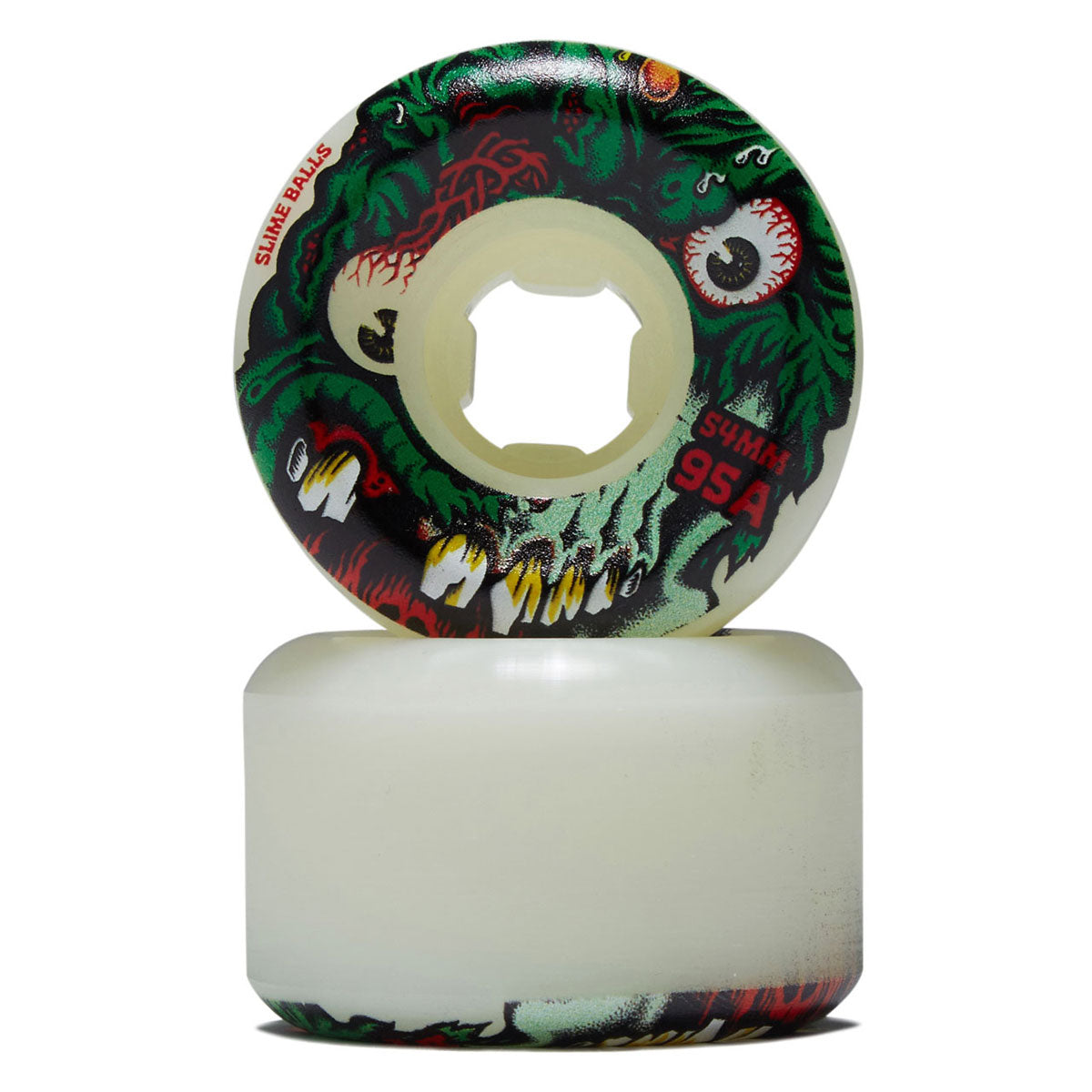 Slime Balls Roskopp Face Two Reissue Hardline 95a Skateboard Wheels - White - 54mm image 2