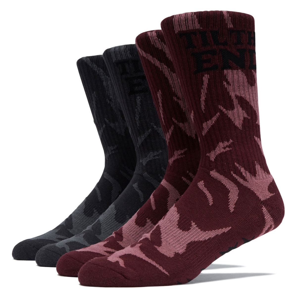 Santa Cruz TTE Messenger 2 Pack Of Crew Socks - Smoke Black/Wine image 1