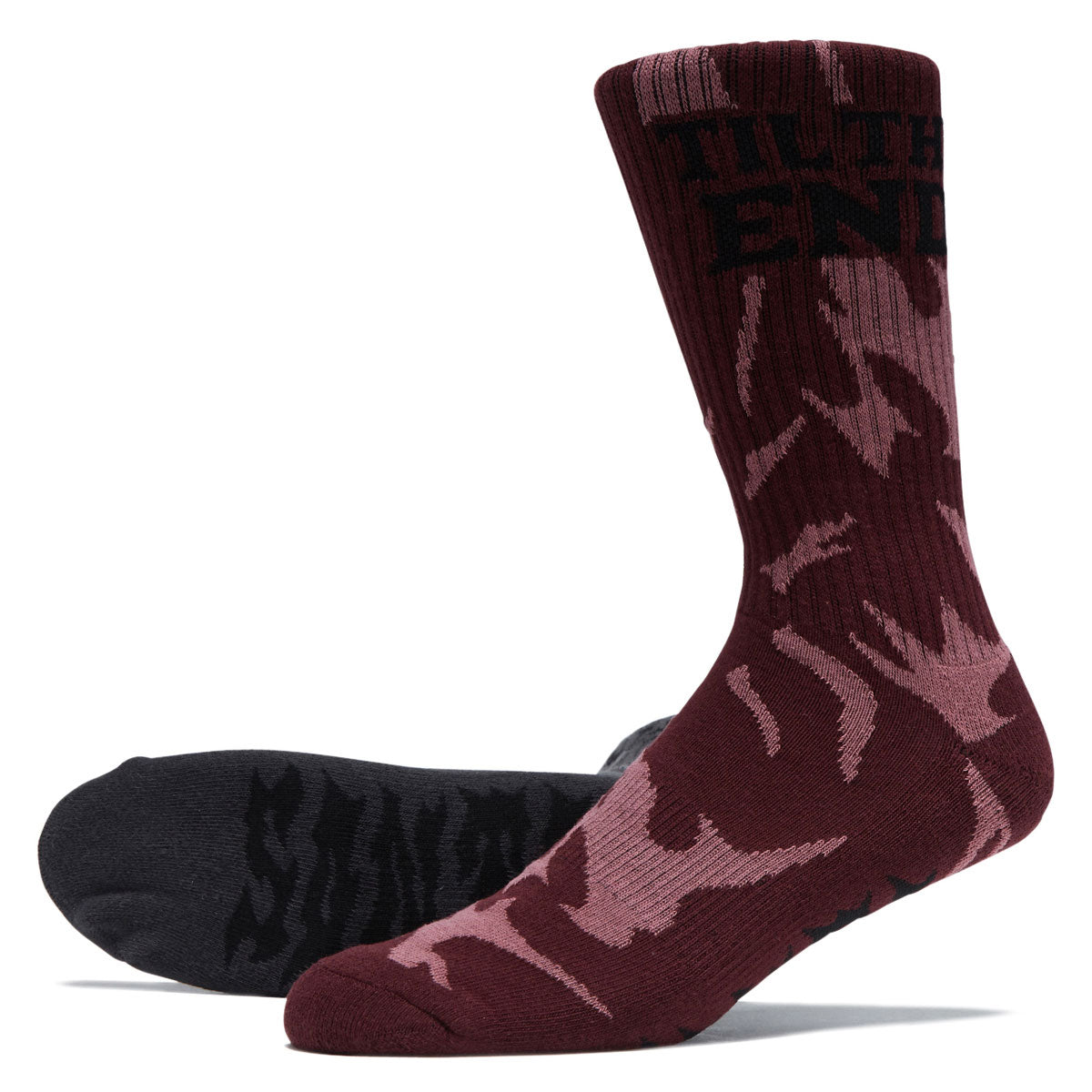 Santa Cruz TTE Messenger 2 Pack Of Crew Socks - Smoke Black/Wine image 2