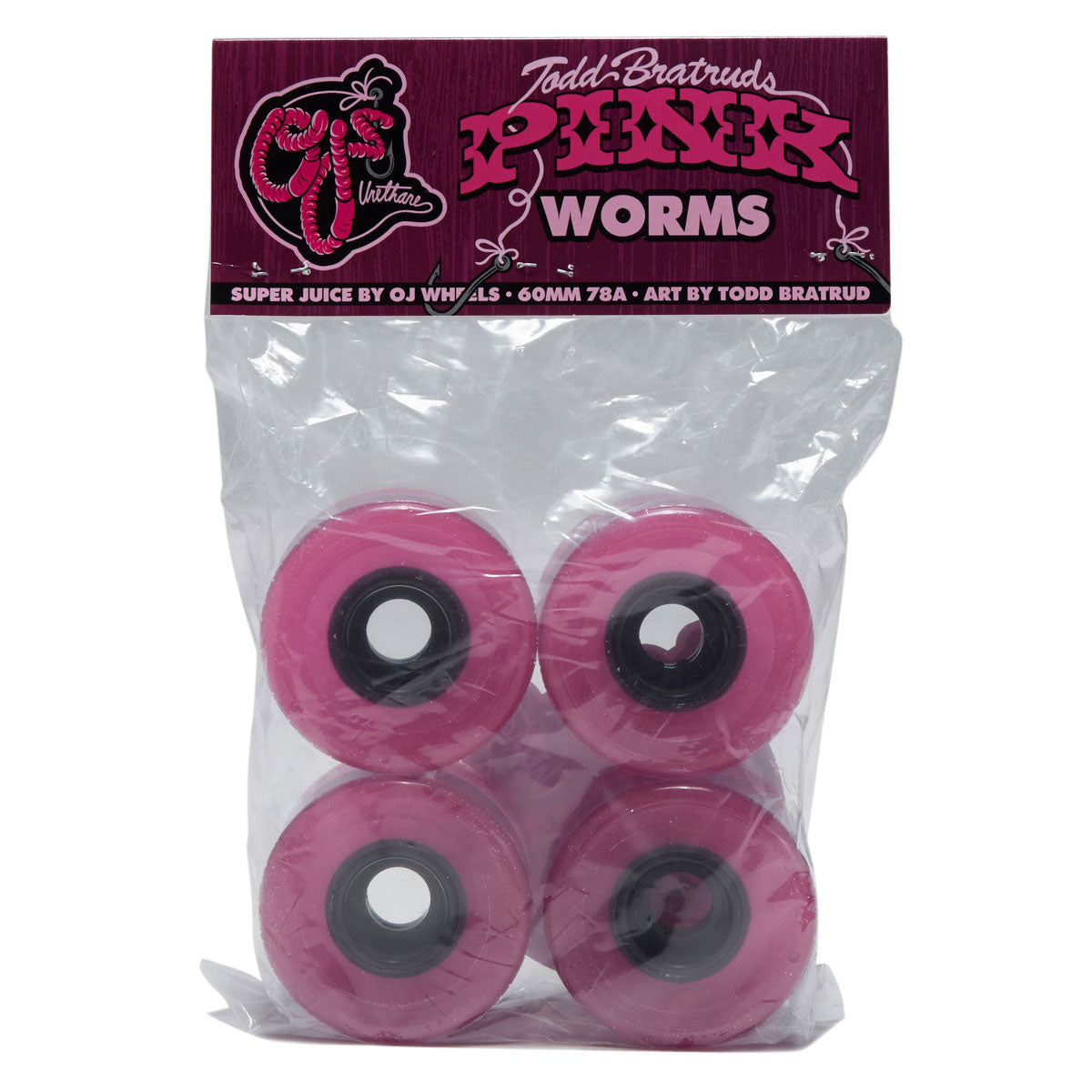 OJ Pink Worms Super Juice Pink 78a Skateboard Wheels - Pink - 60mm image 3
