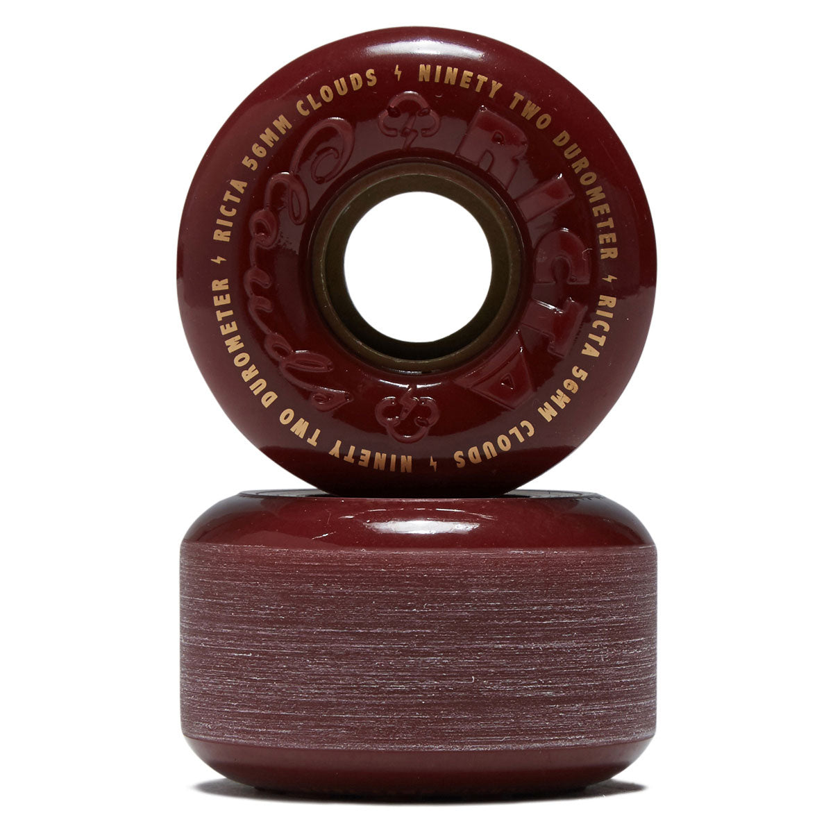 Ricta Clouds 92a Skateboard Wheels - Maroon/Gold - 56mm image 2