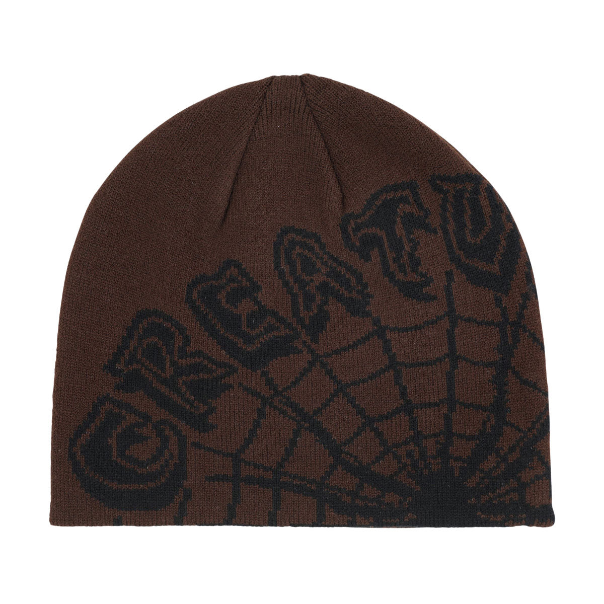 Creature Web Skull Cap Beanie - Brown image 1