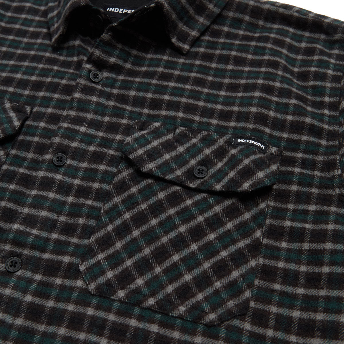 Independent Belmont Long Sleeve Flannel Shirt - Teal/Grey/Black image 3
