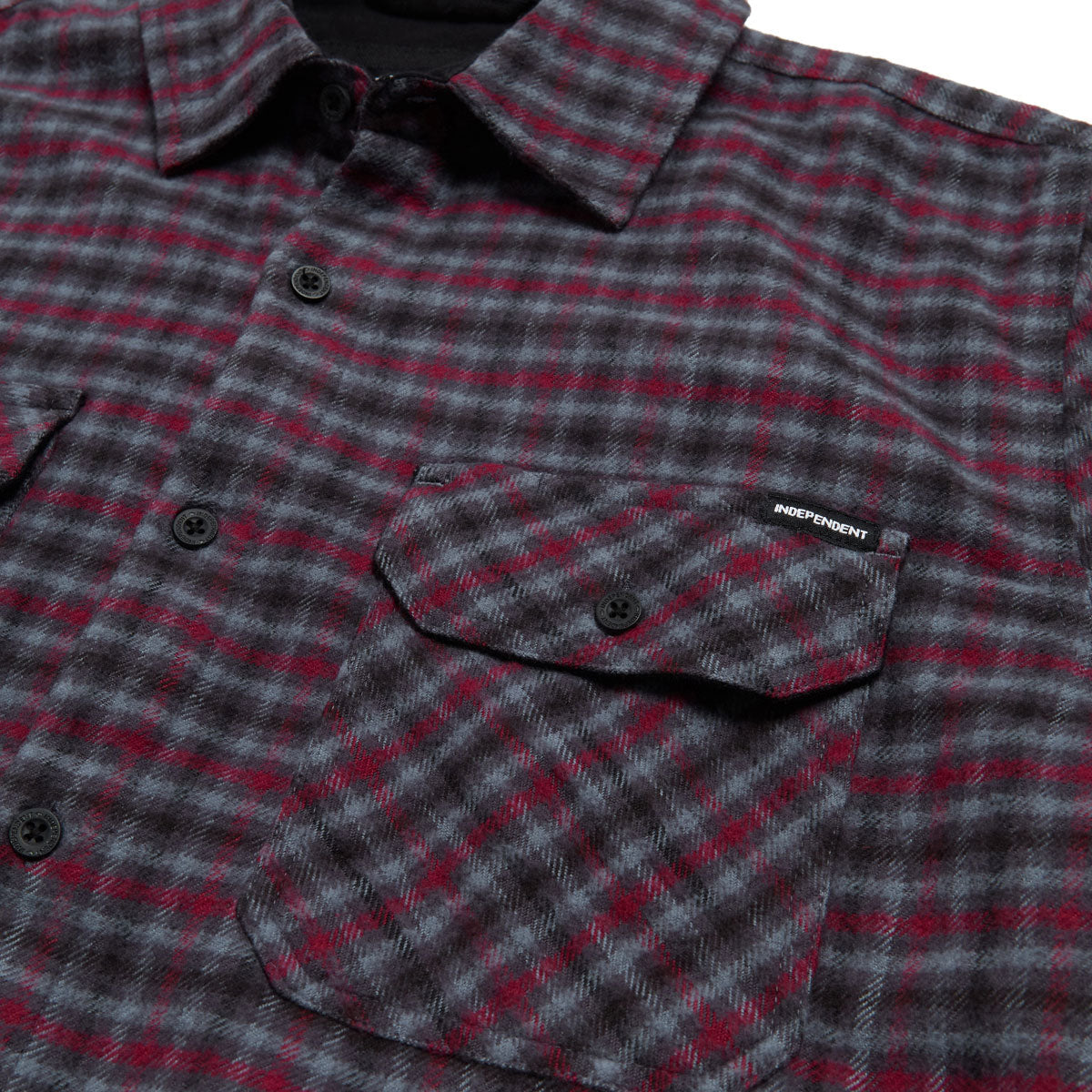 Independent Belmont Long Sleeve Flannel Shirt - Grey/Red/Black image 3