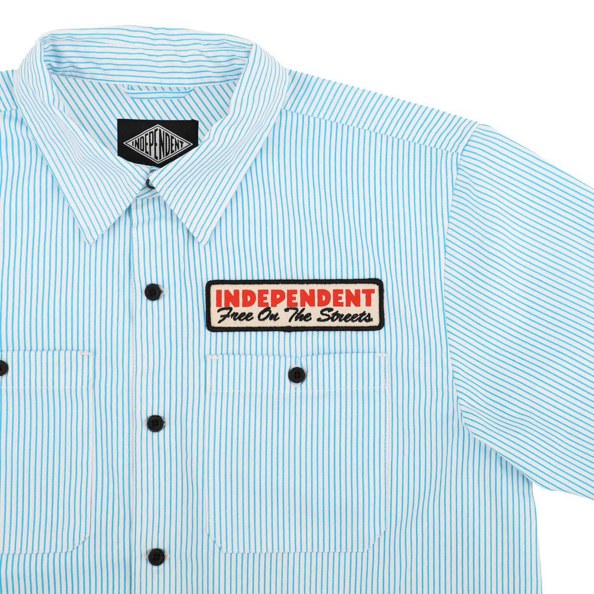 Independent Free On The Streets Shirt - White/Blue Stripes image 3
