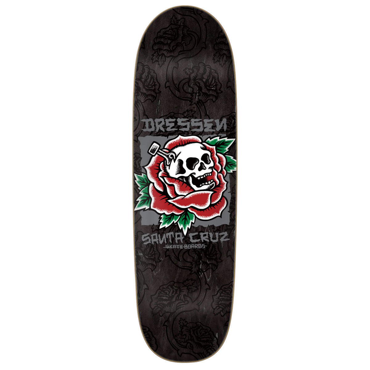 Santa Cruz Dressen Skull Rose Pro Shaped Skateboard Deck - 9.25