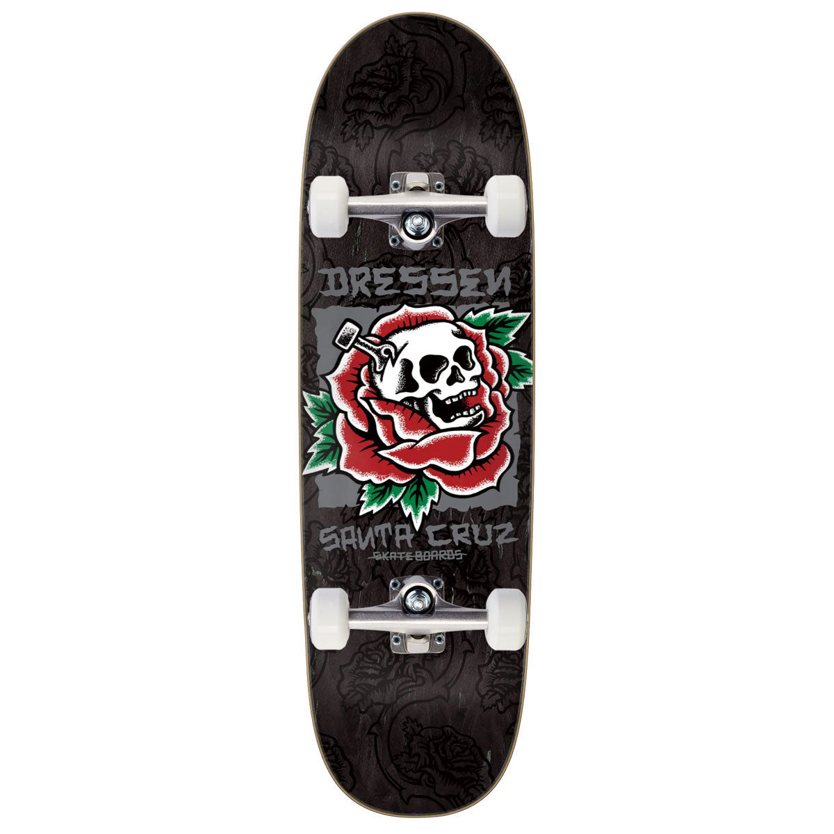 Santa Cruz Dressen Skull Rose Pro Shaped Skateboard Complete - 9.25