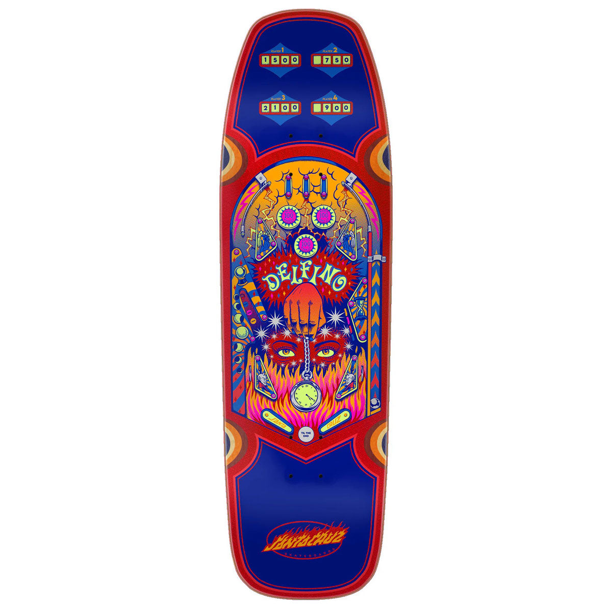 Santa Cruz Delfino Pinball Pro Shaped Skateboard Deck - 9.14