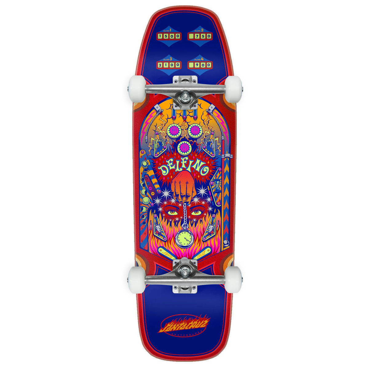 Santa Cruz Delfino Pinball Pro Shaped Skateboard Complete - 9.14