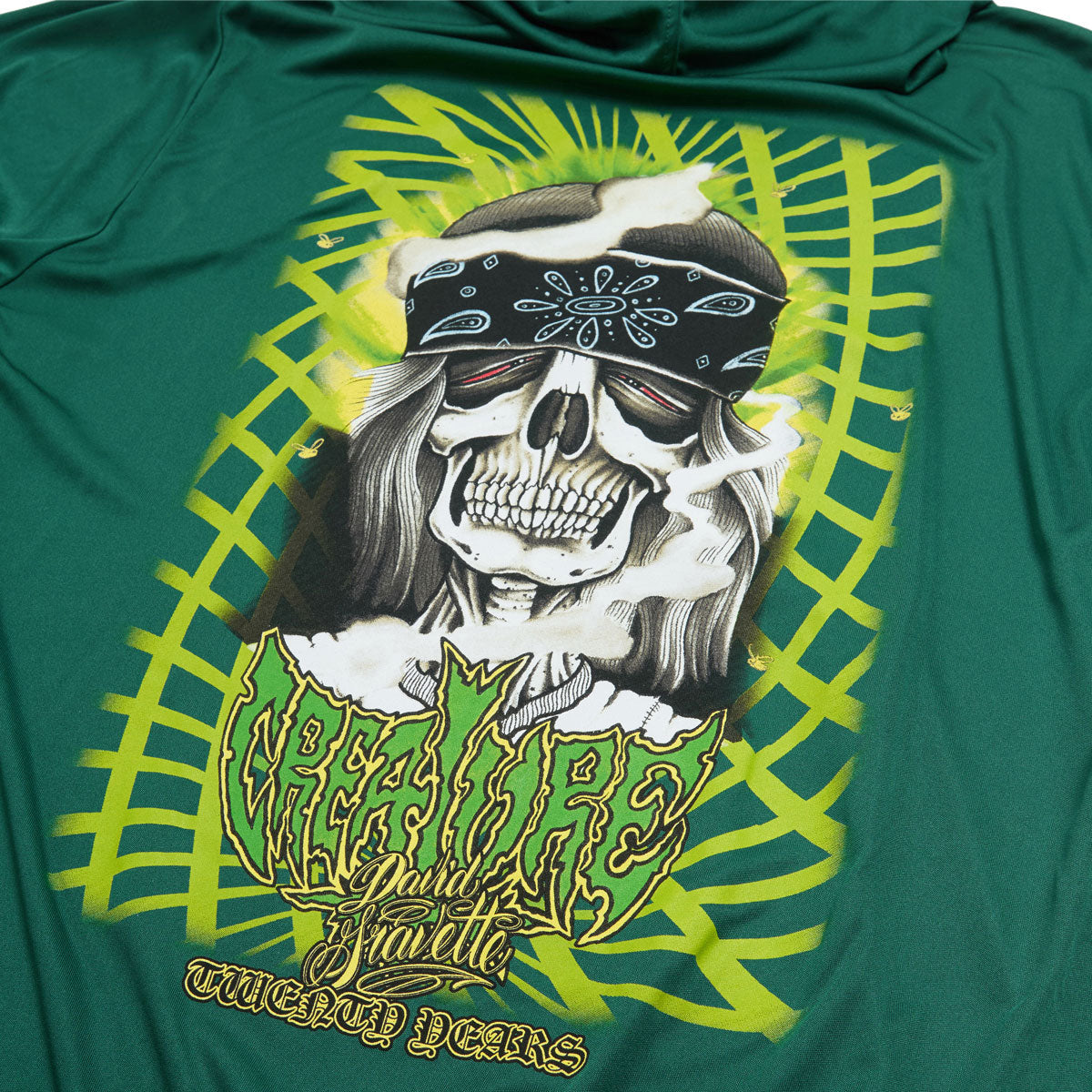 Creature Gravette Hippie Skull 20th Long Sleeve Hooded T-Shirt - Sport Forest image 3