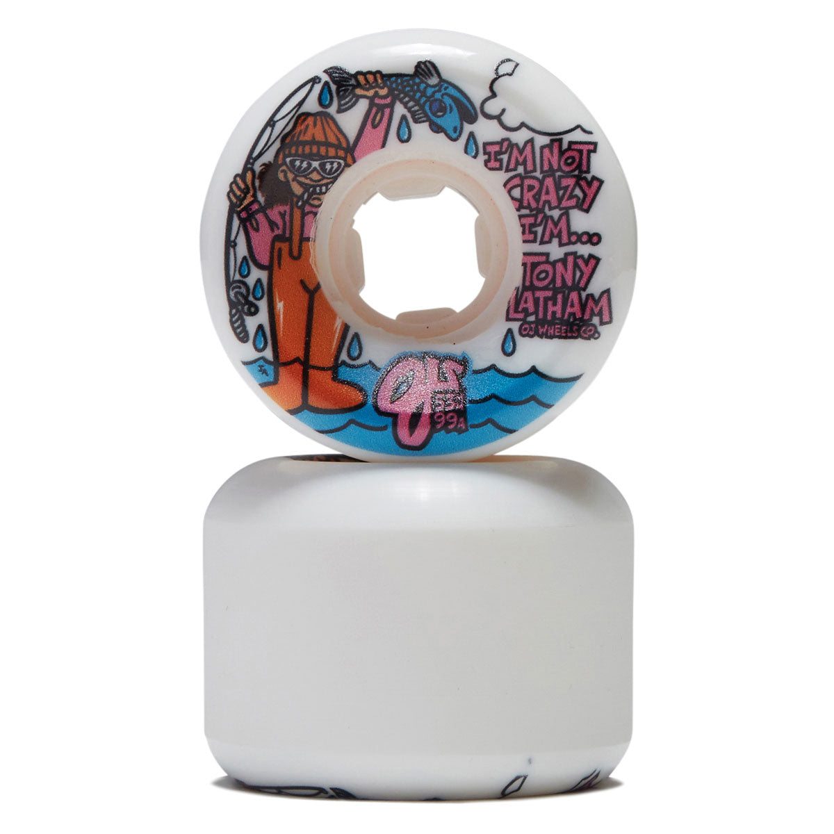 OJ Tony Latham Elite Full Combo 99a Skateboard Wheels - White - 53mm image 2