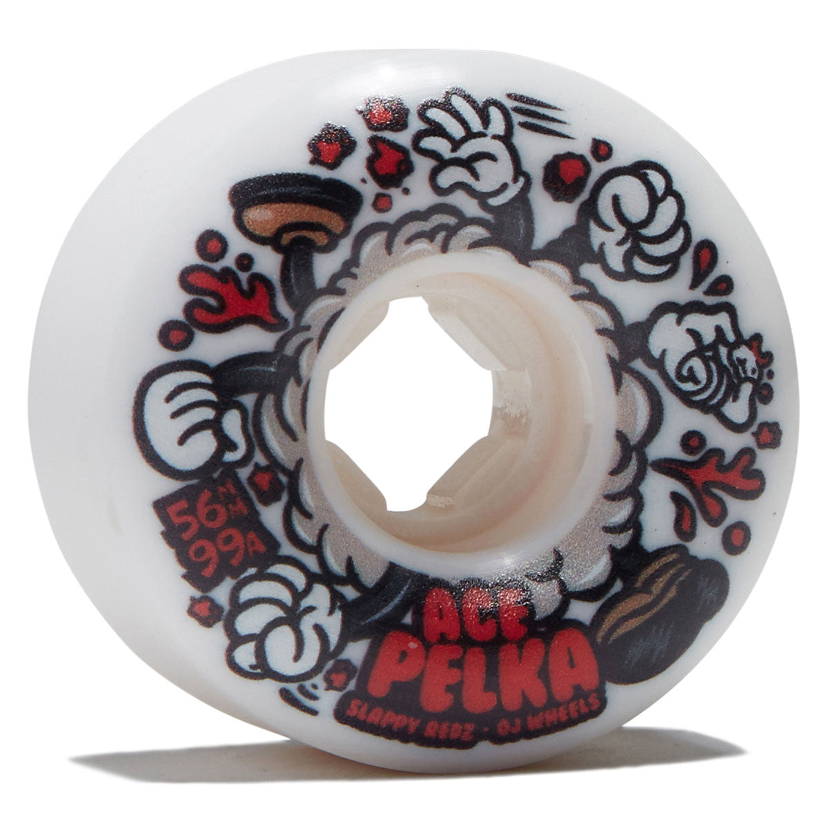 OJ Ace Pelka Slapopy Redz 2 Elite Chubbies 99a Skateboard Wheels - White - 56mm image 1