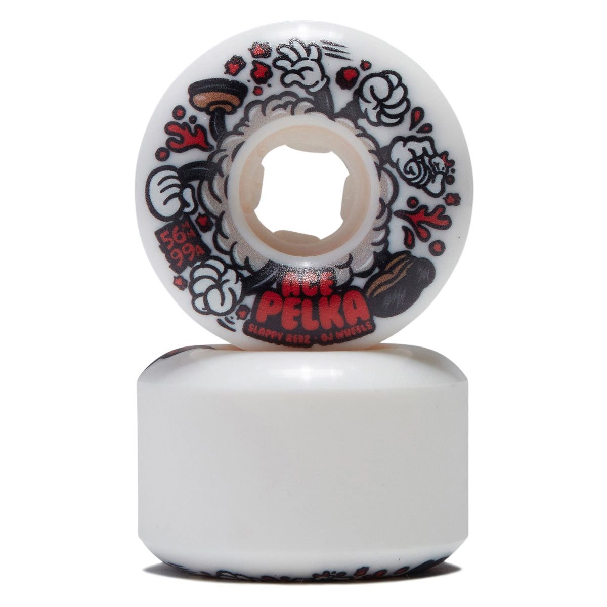 OJ Ace Pelka Slapopy Redz 2 Elite Chubbies 99a Skateboard Wheels - White - 56mm image 2