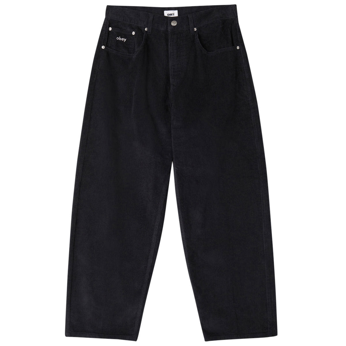 Obey Bigwig Baggy Corduroy Pants - Digital Black image 1