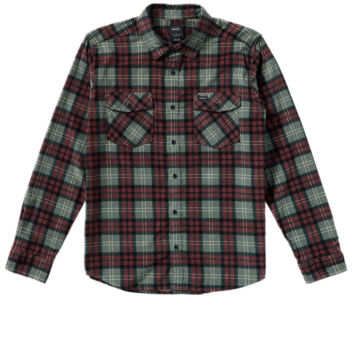 RVCA Freeman Cord Print Long Sleeve Shirt - College Green image 1