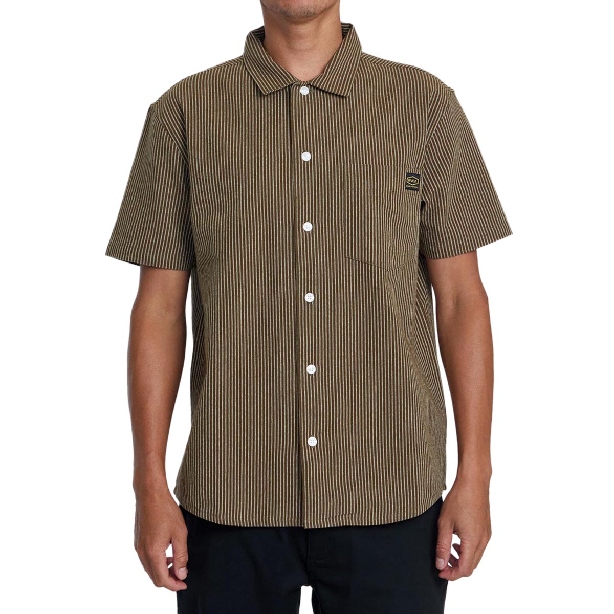 RVCA Dayshift Stripe II Shirt - Bombay Brown image 1