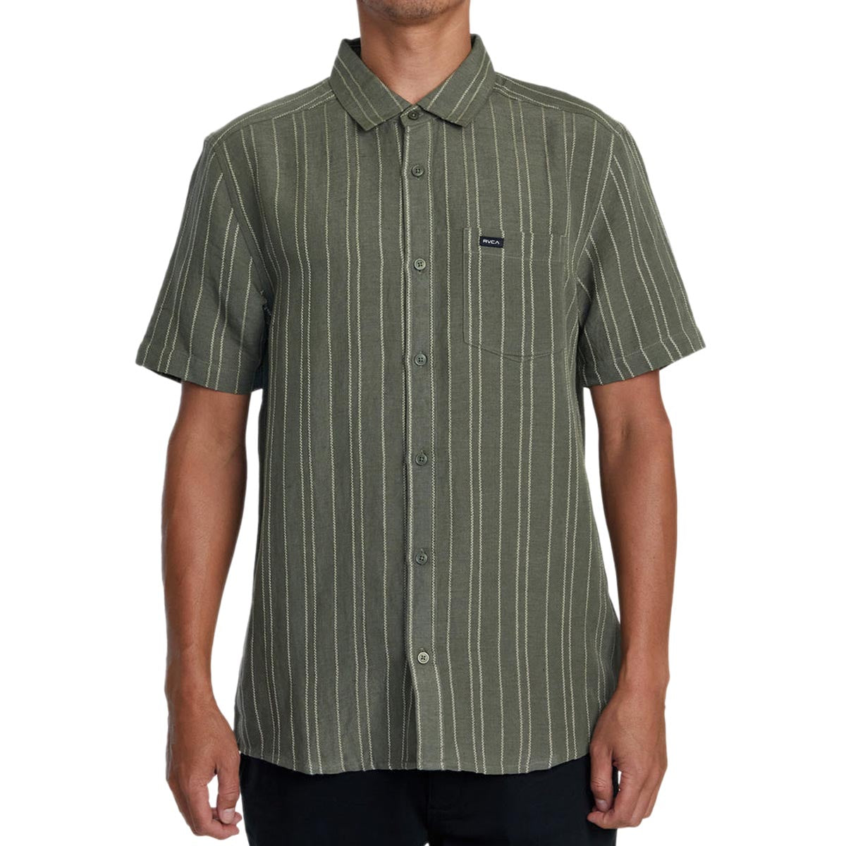 RVCA Mercy Stripe Shirt - Olivine image 1