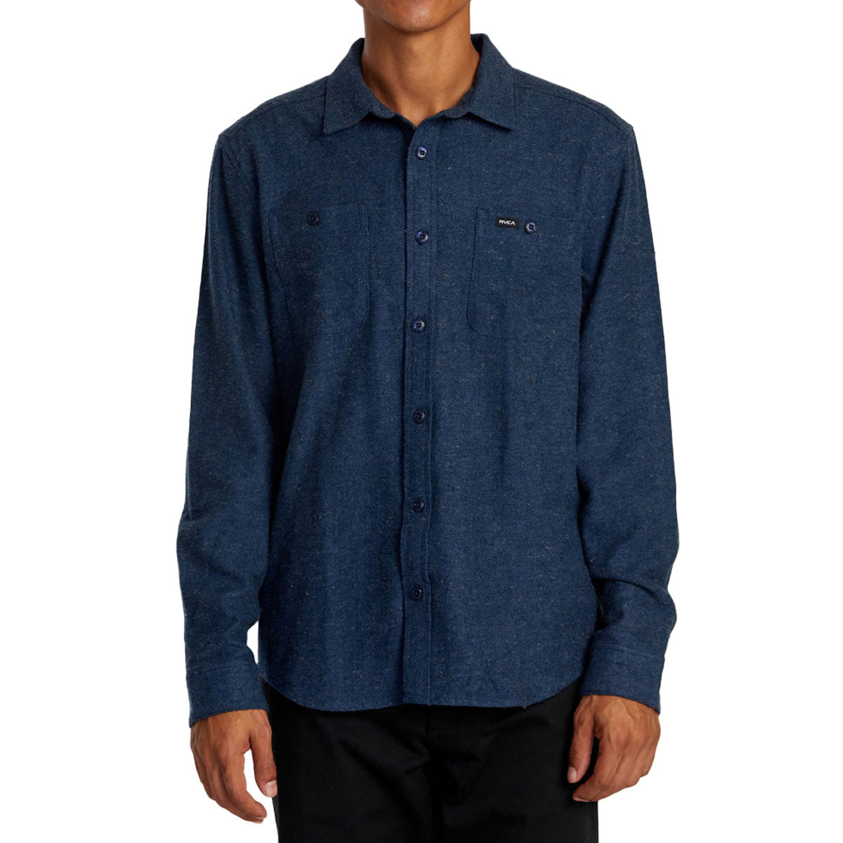 RVCA Harvest Neps Flannel Long Sleeve Shirt - Dark Denim image 1