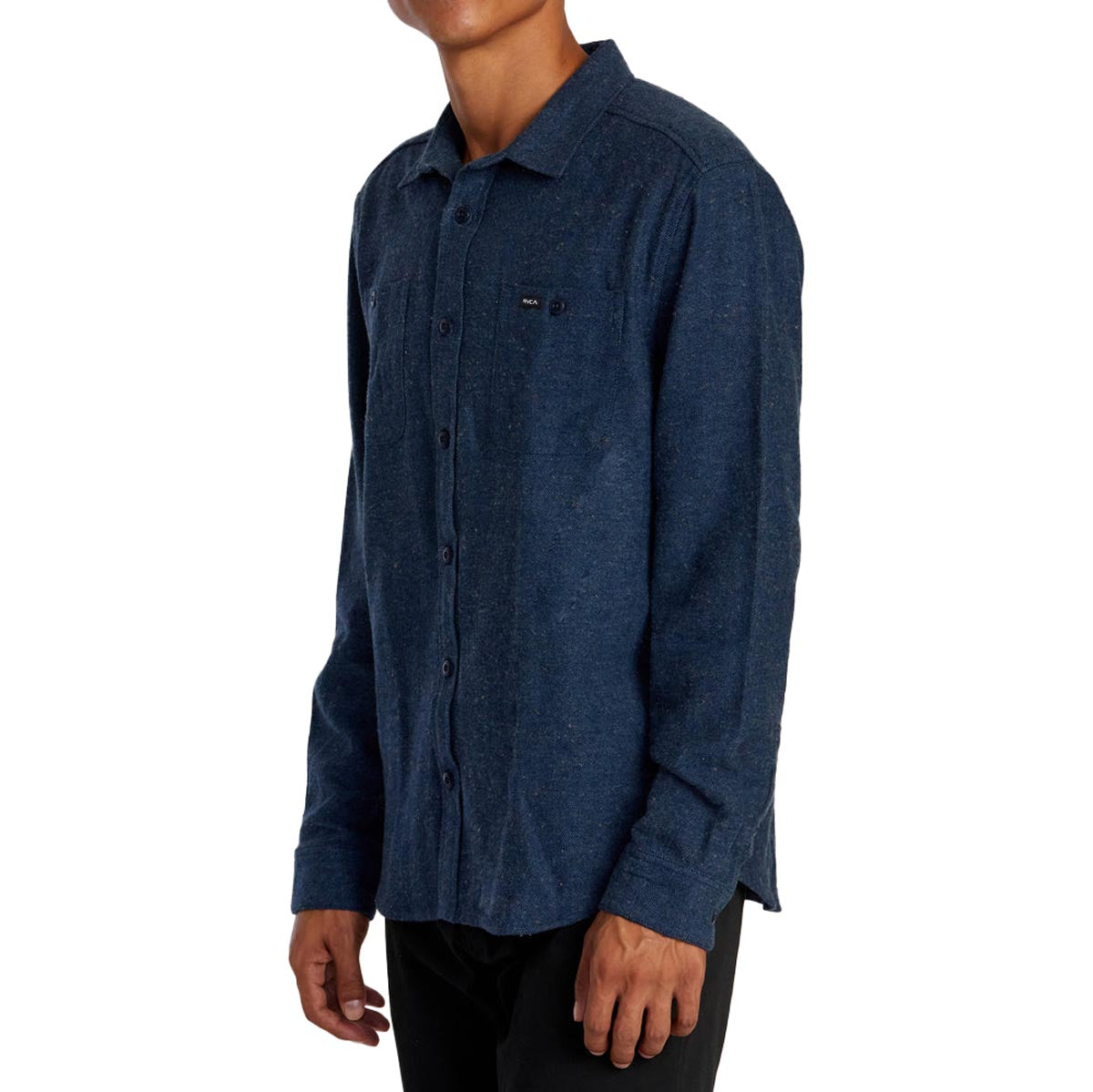 RVCA Harvest Neps Flannel Long Sleeve Shirt - Dark Denim image 3