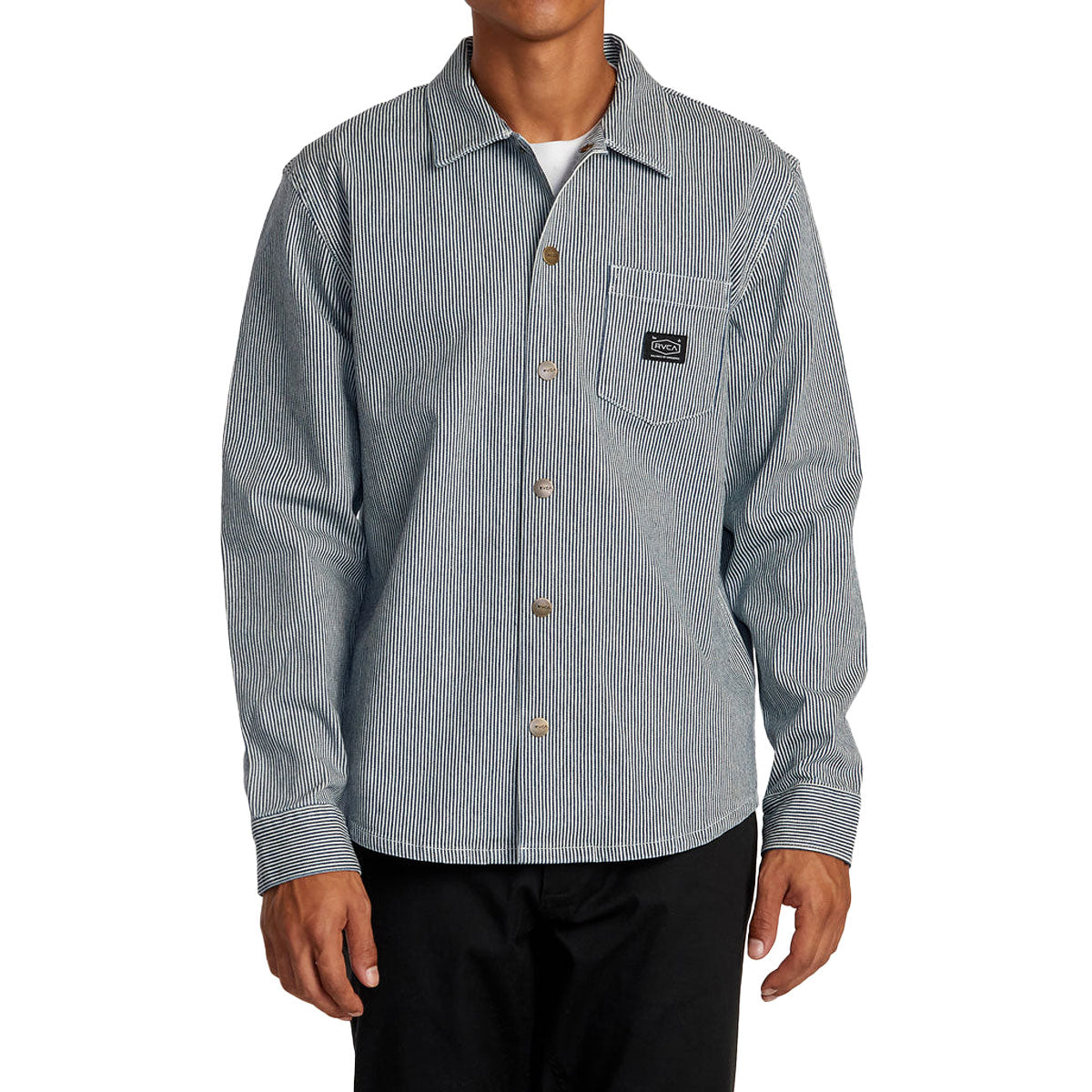 RVCA Chainmail Hickory Overshirt Jacket - Blue Hickory image 1