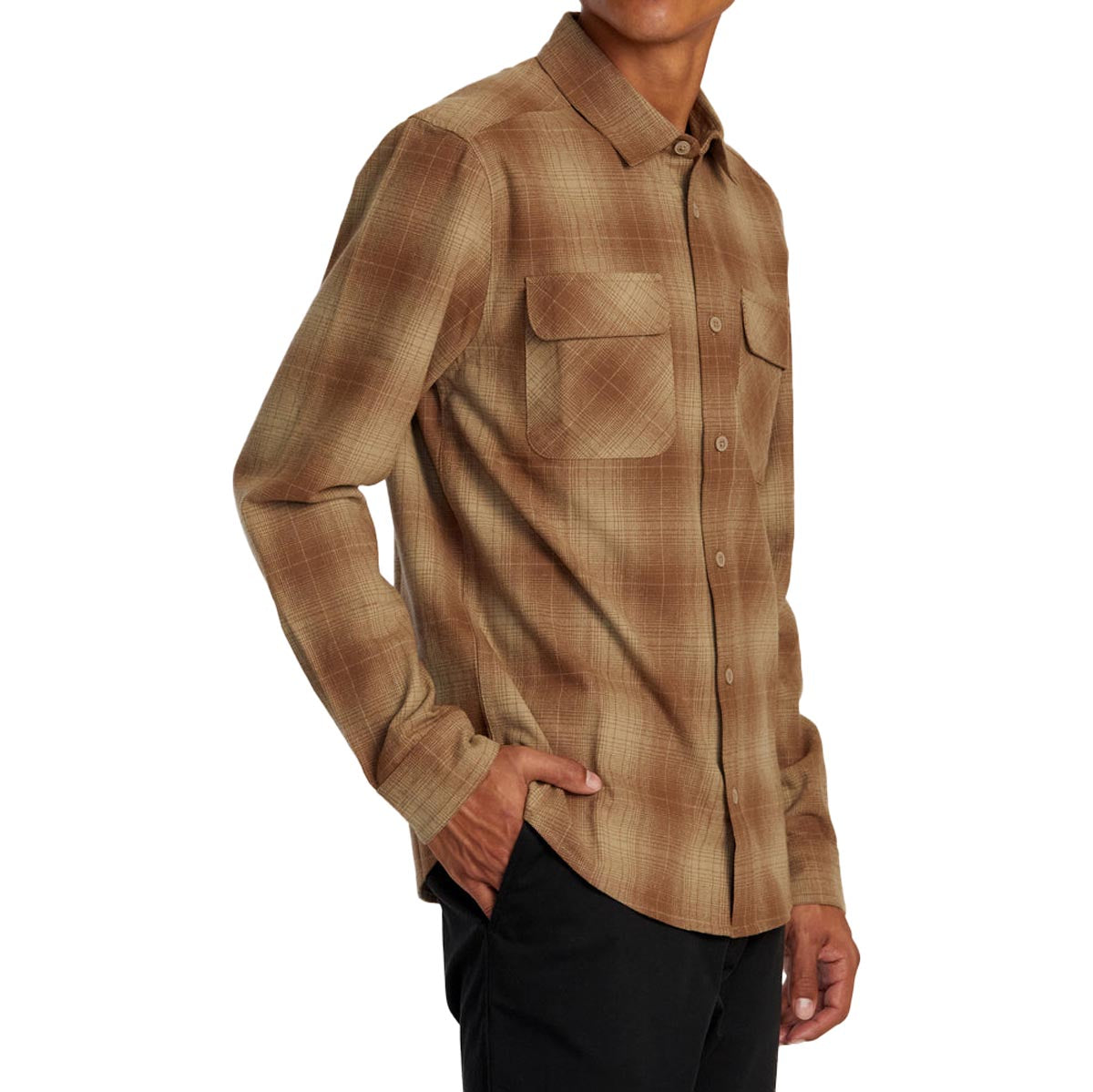 RVCA Dayshift Flannel Long Sleeve Shirt - Wood image 4