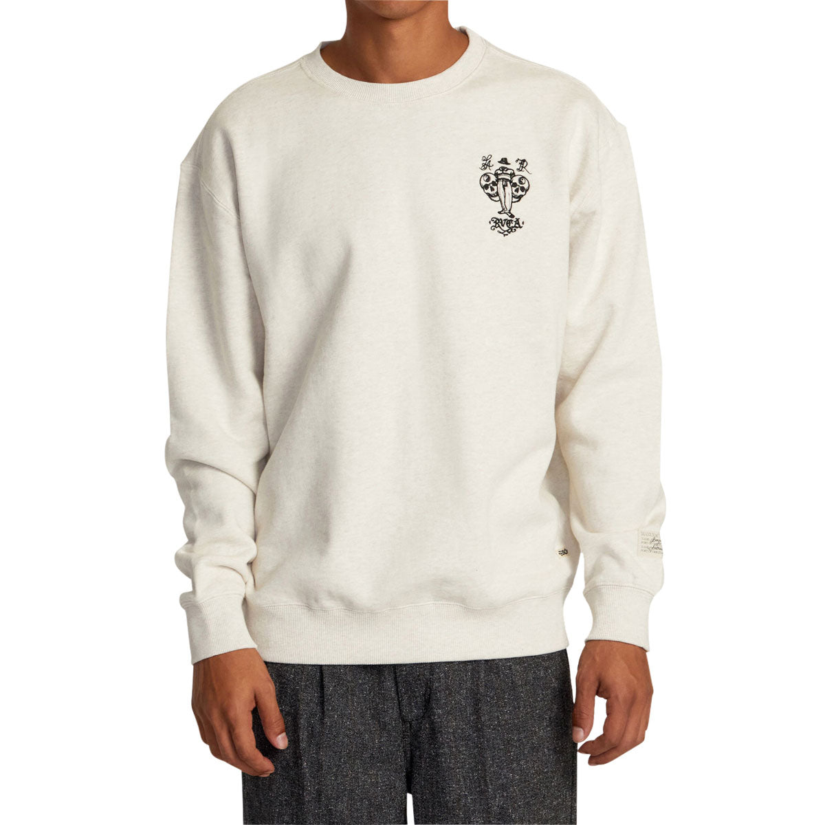 RVCA Invisible Man Crewneck Sweatshirt - Oatmeal Heather image 2