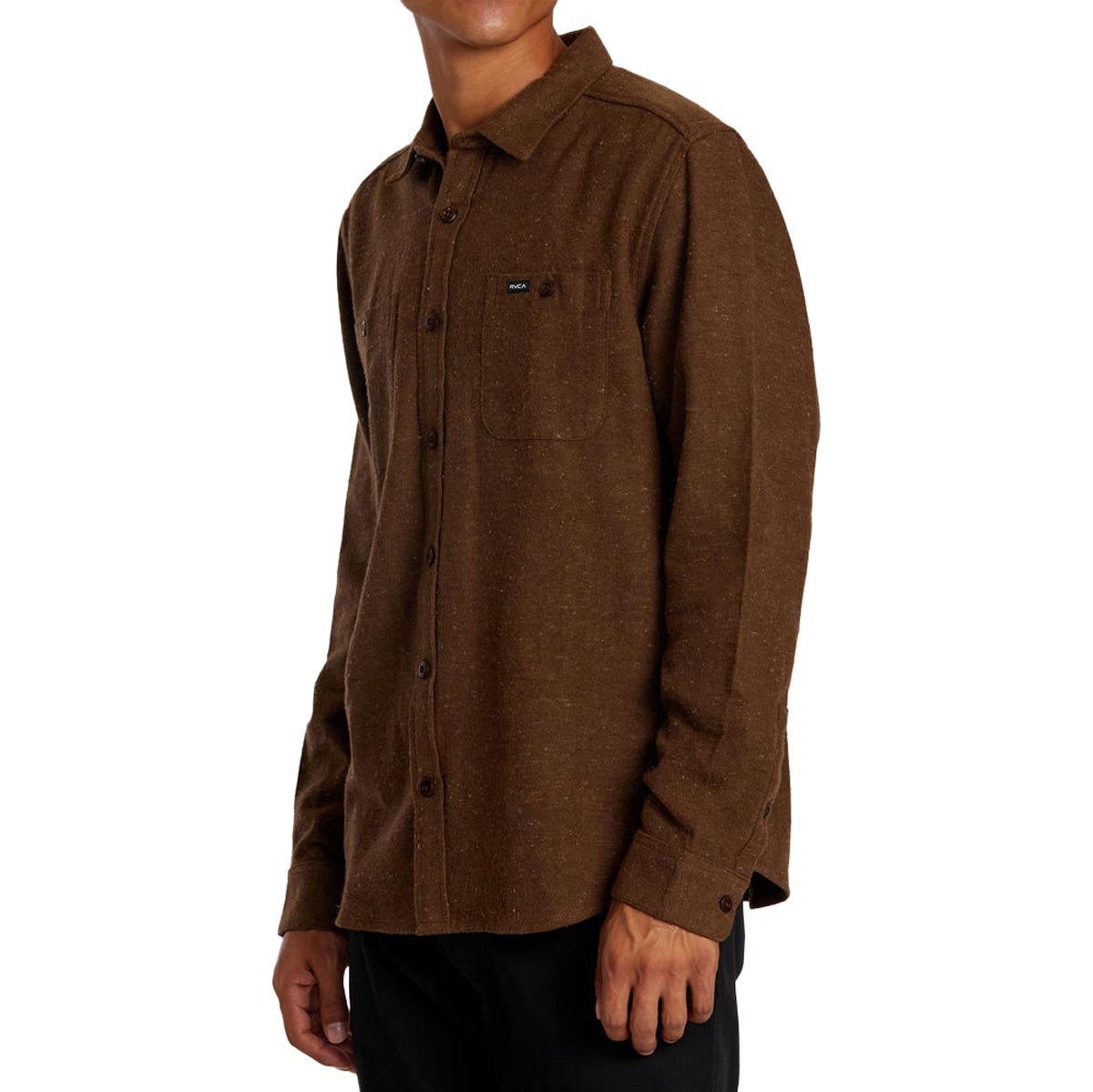 RVCA Harvest Neps Flannel Long Sleeve Shirt - Bombay Brown image 3