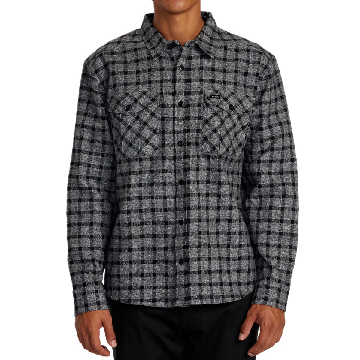 RVCA Hughes Flannel Long Sleeve Shirt - Smoke image 1