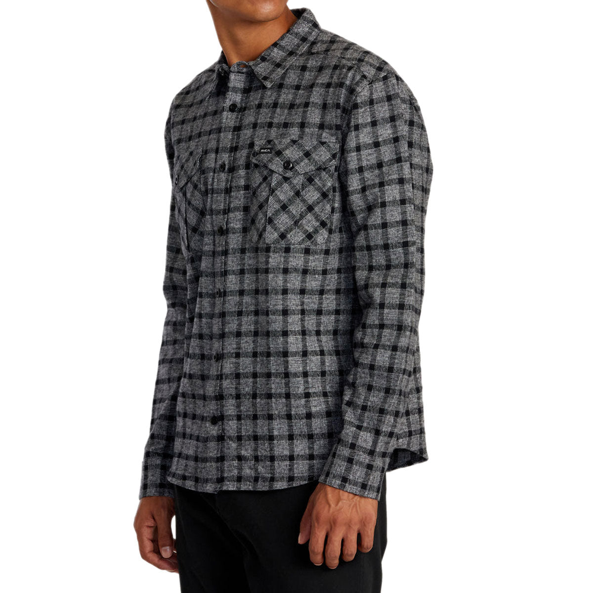 RVCA Hughes Flannel Long Sleeve Shirt - Smoke image 3