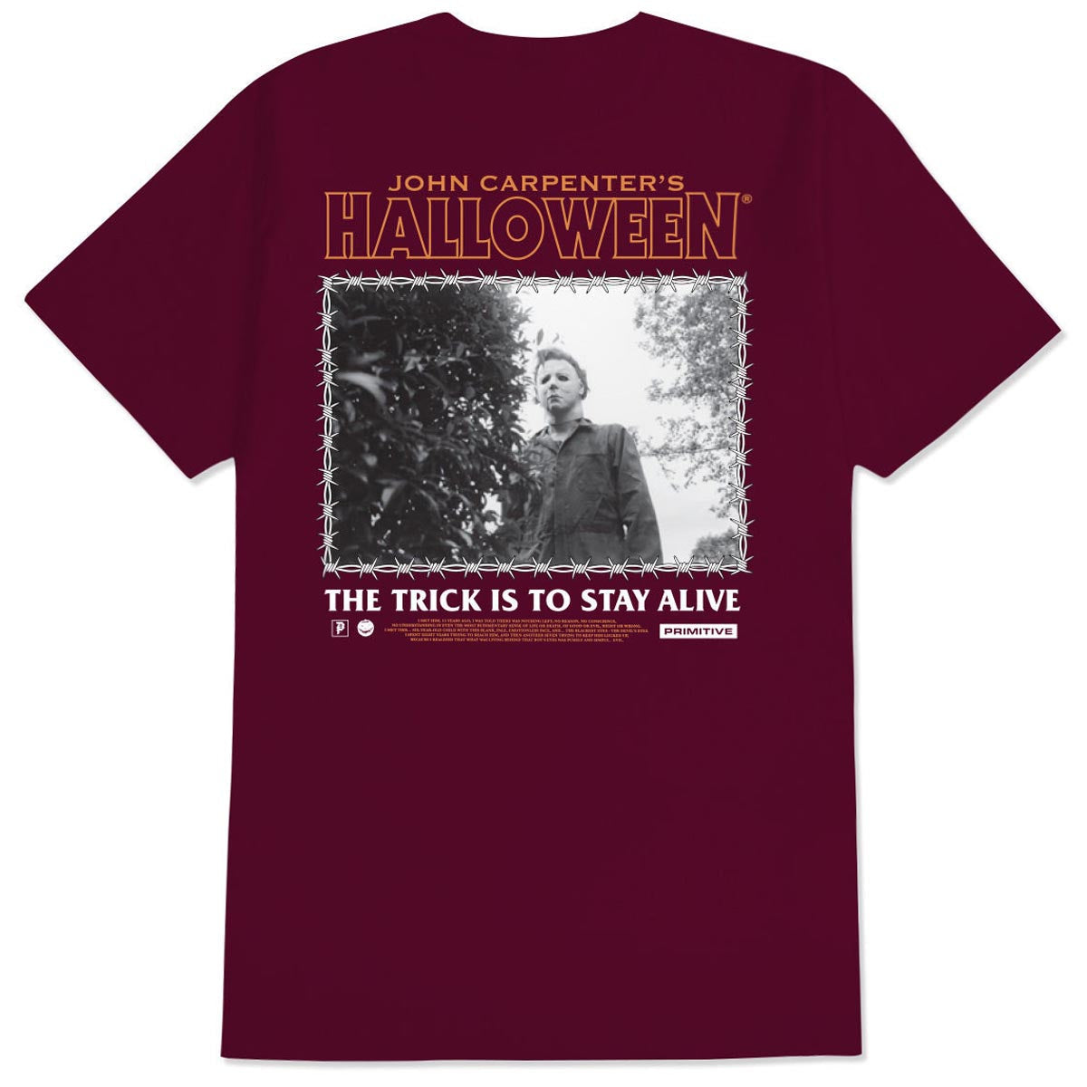 Primitive x Halloween Stay Alive T-Shirt - Burgundy image 1