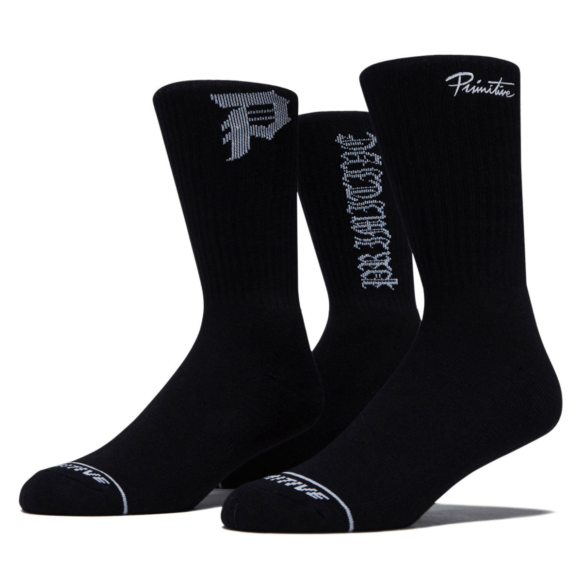 Primitive Core Logo 3 Pack Of Socks - Black image 2