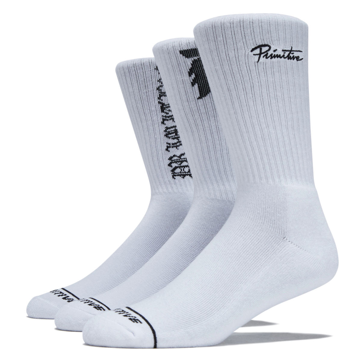 Primitive Core Logo 3 Pack Of Socks - White image 1