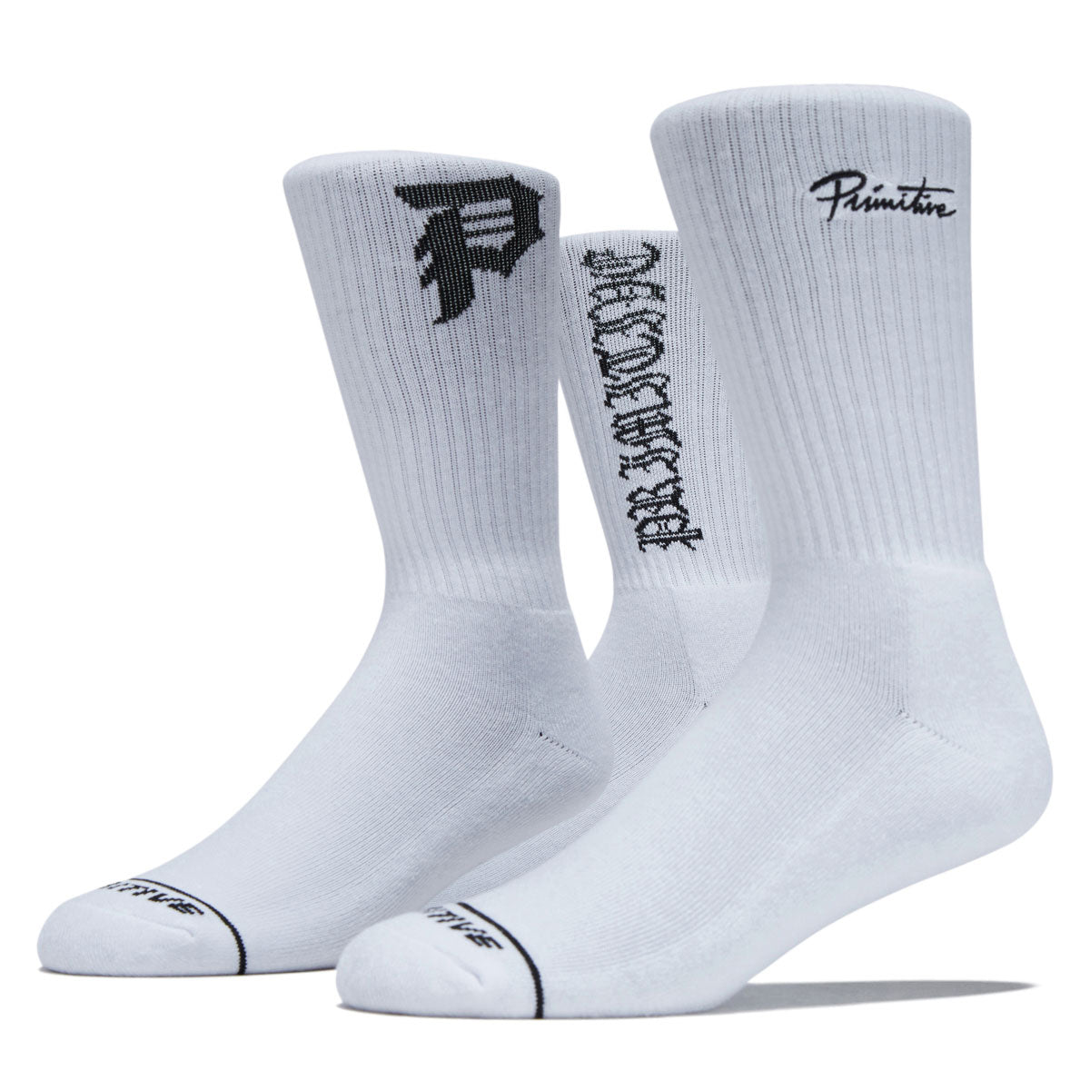 Primitive Core Logo 3 Pack Of Socks - White image 2