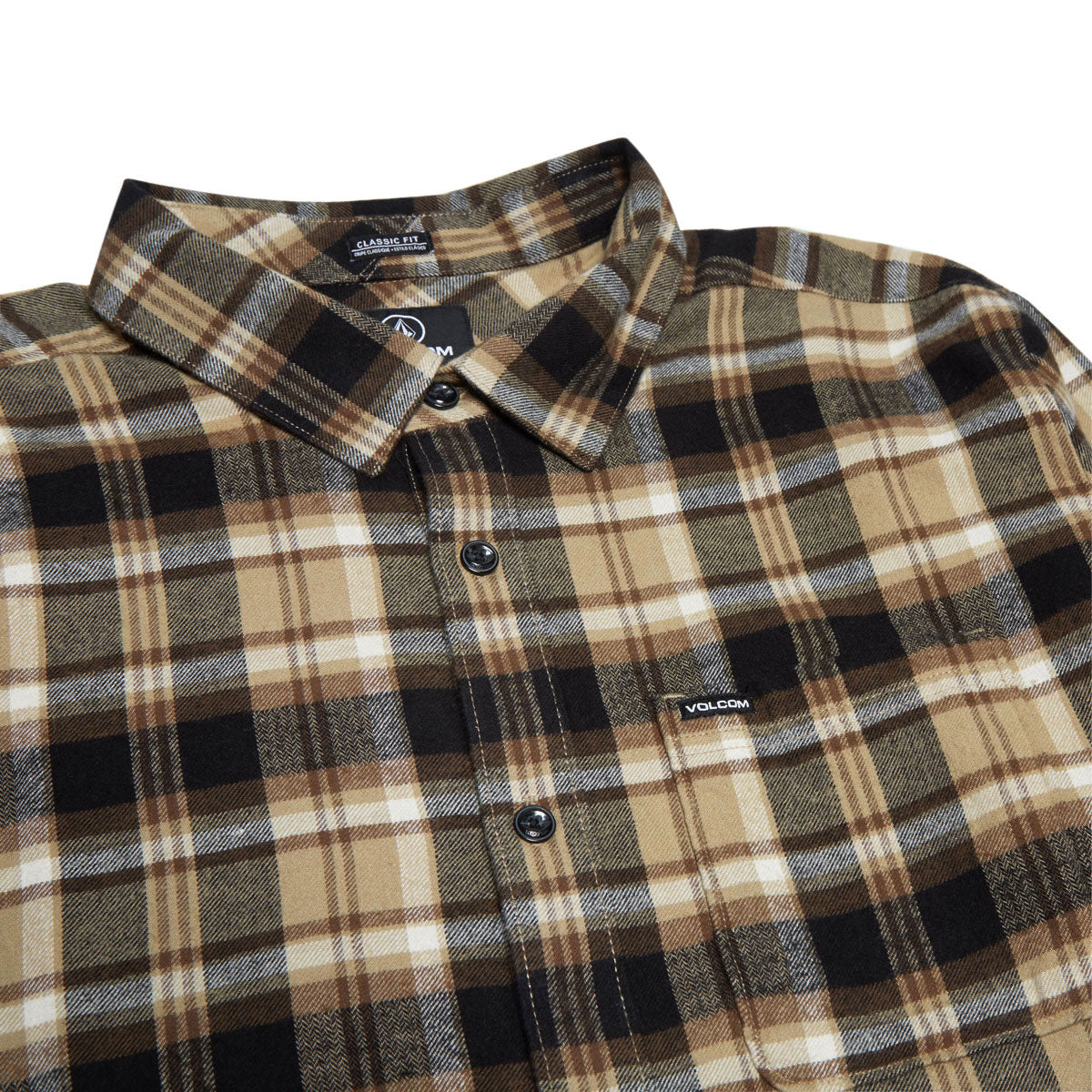 Volcom Caden Plaid Long Sleeve Shirt - Khaki image 3