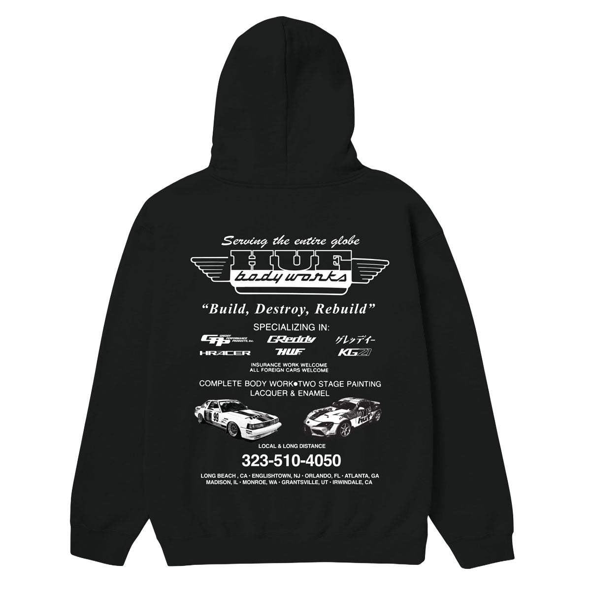 HUF x GReddy Body Works Hoodie - Black image 2
