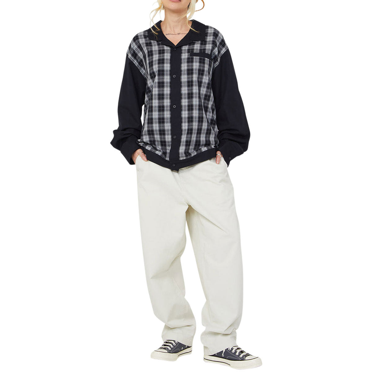 HUF Coolidge Plaid Long Sleeve Shirt - Black image 5