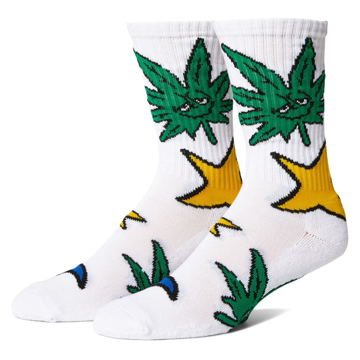 HUF Green Buddy Star Sign Socks - White image 1