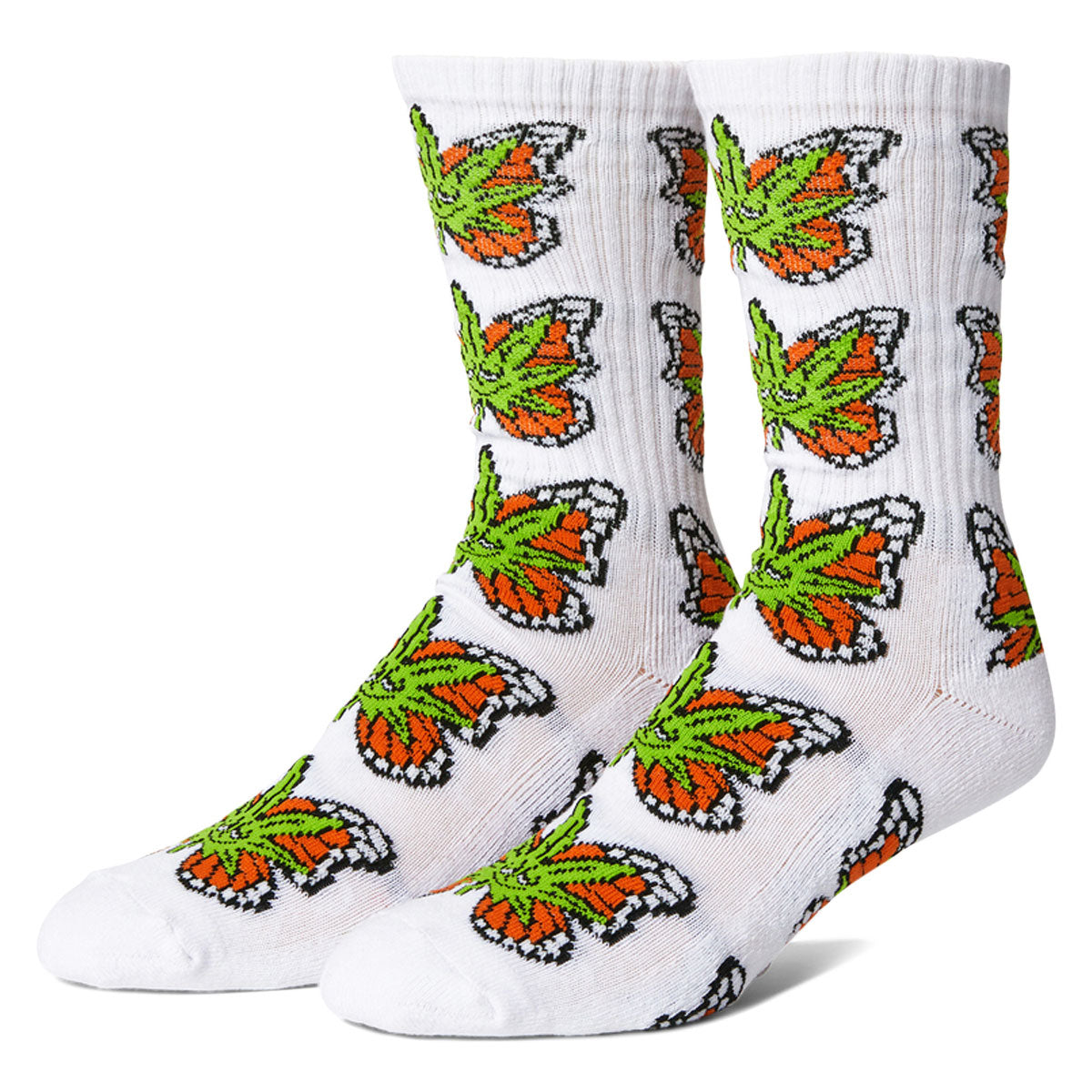 HUF Green Budderfly Socks - White image 1