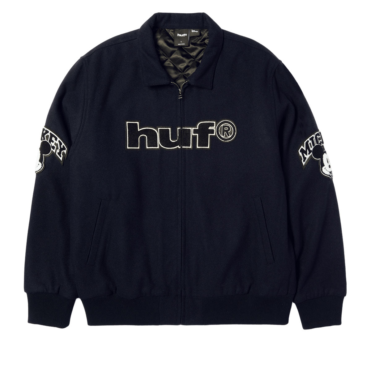 HUF x Mickey Mouse Worldwide Tour Varsity Jacket - Navy image 2