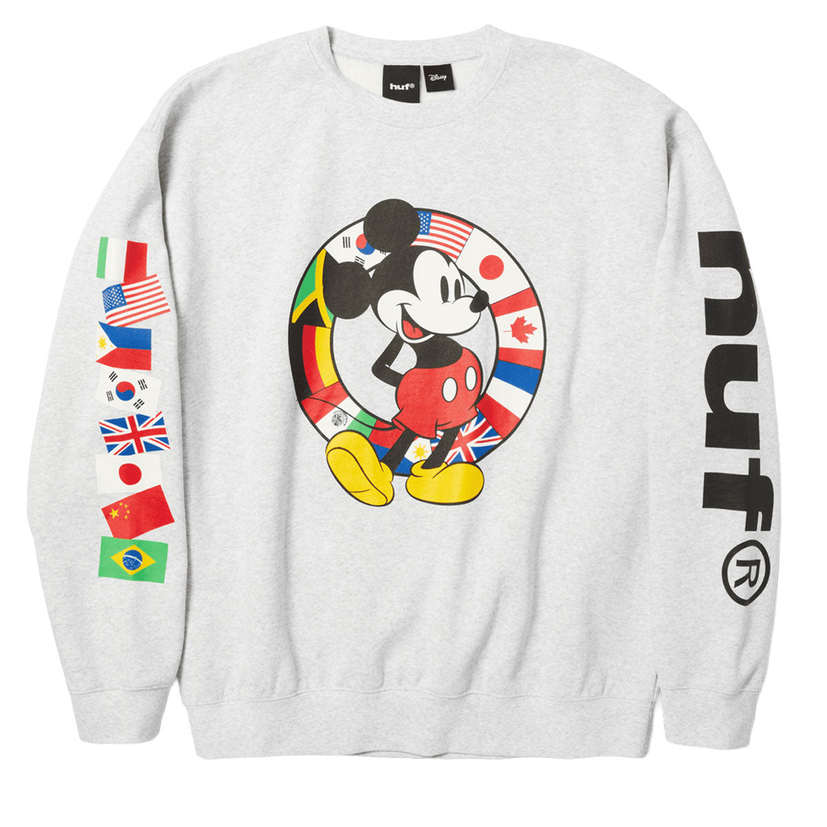 HUF x Mickey Mouse Worldwide Tour Sweatshirt - Heather Grey image 3
