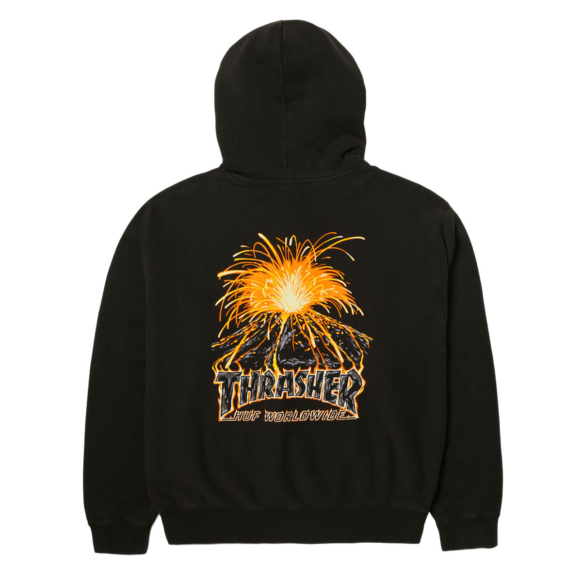 HUF x Thrasher Meltdown Heavyweight Hoodie - Washed Black image 2