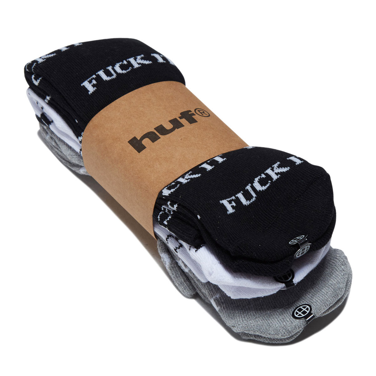 HUF Fuck It 3 Pack Of Socks - White/Black/Heather image 2