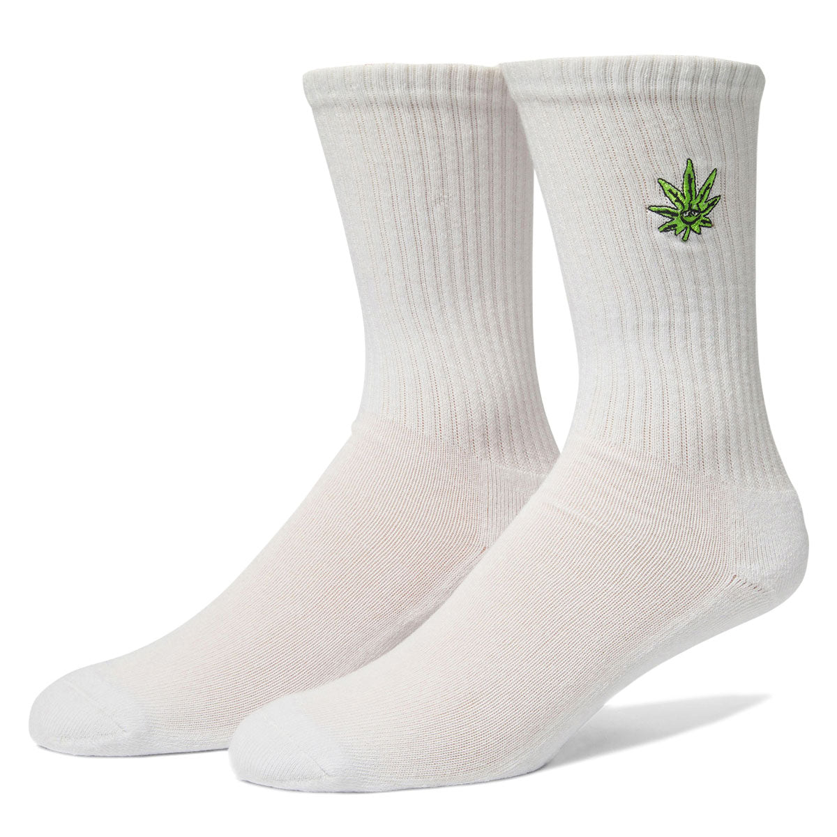 HUF Green Buddy Embroidered Socks - White image 1